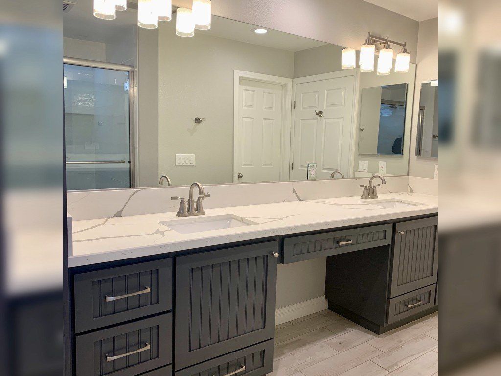 Bathroom with Blue Cabinet — Imperial, CA — NS Construction