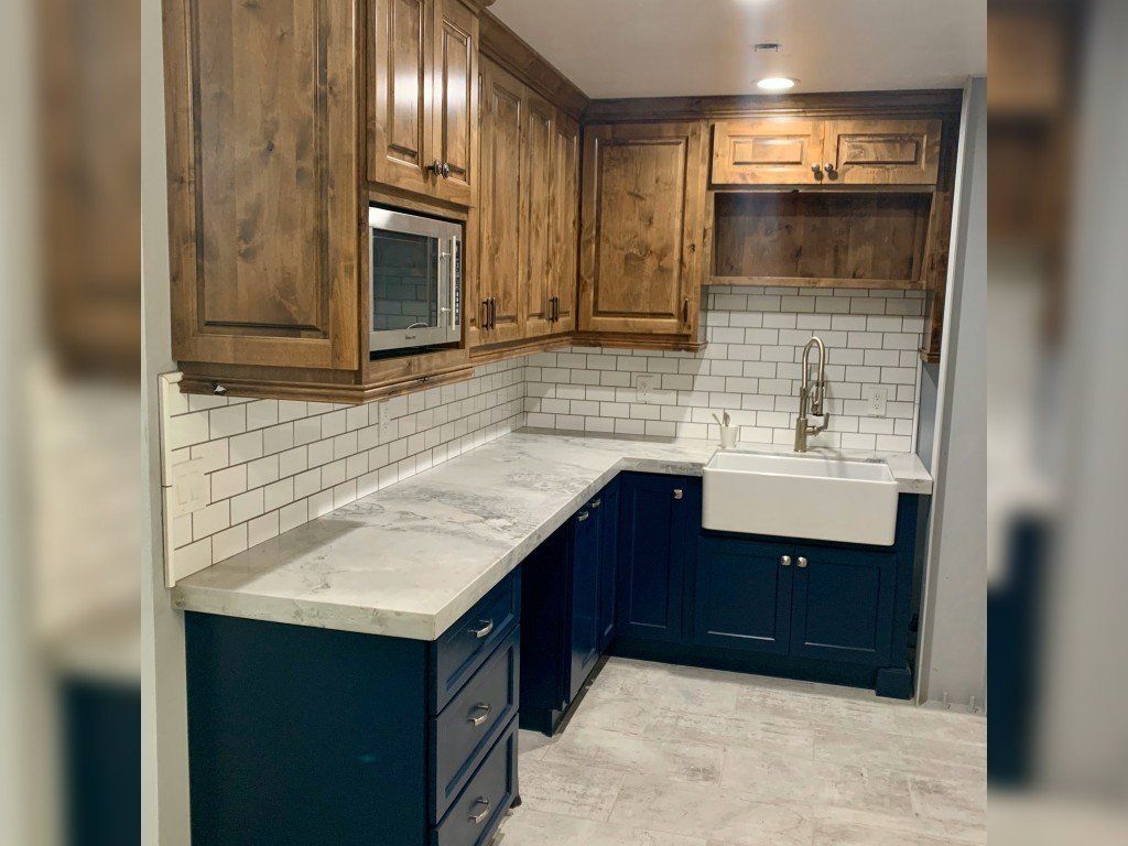 Marble Countertop with Blue Cabinet — Imperial, CA — NS Construction