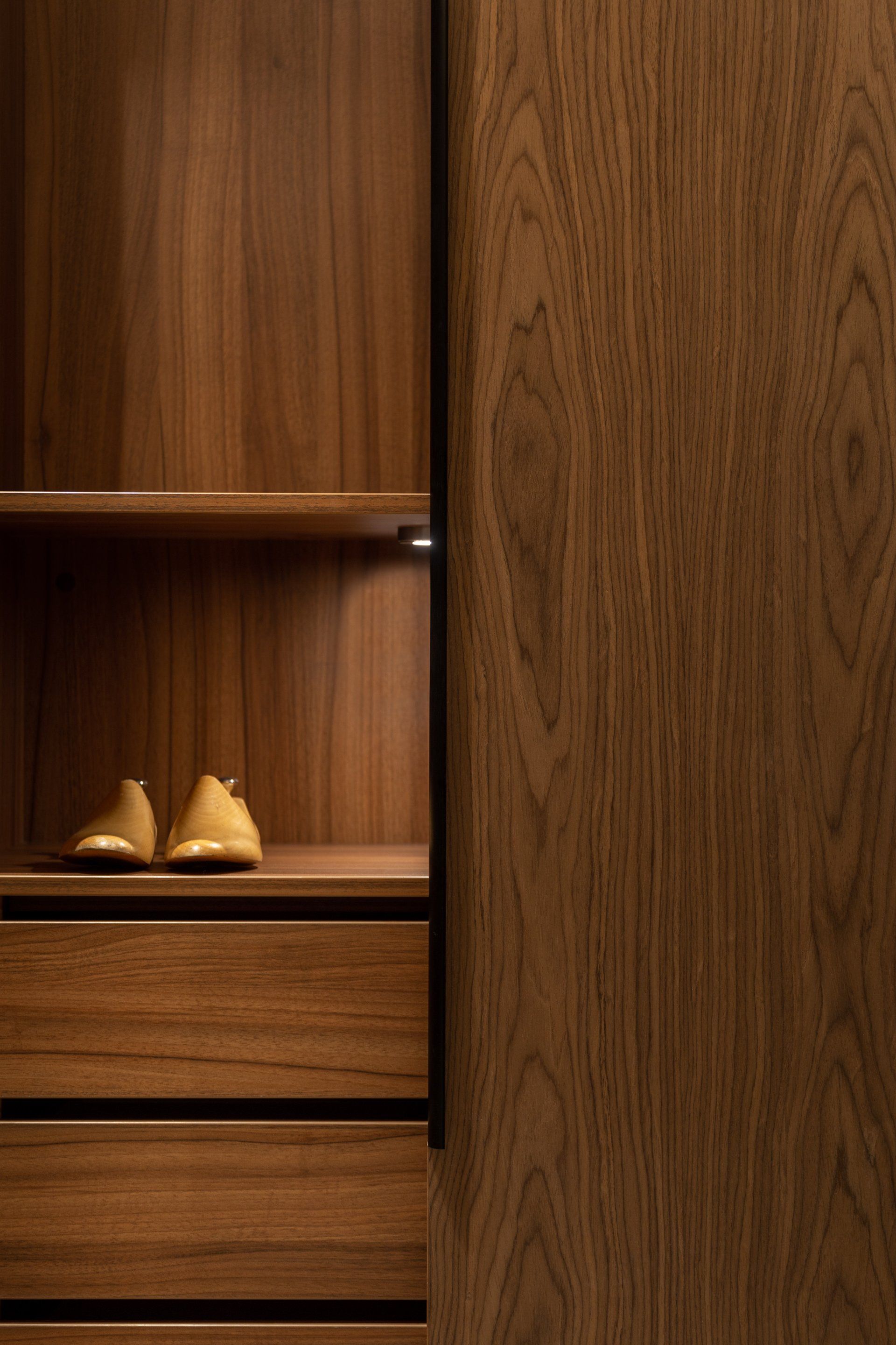 wardrobe interior with a pair of shoe lasts