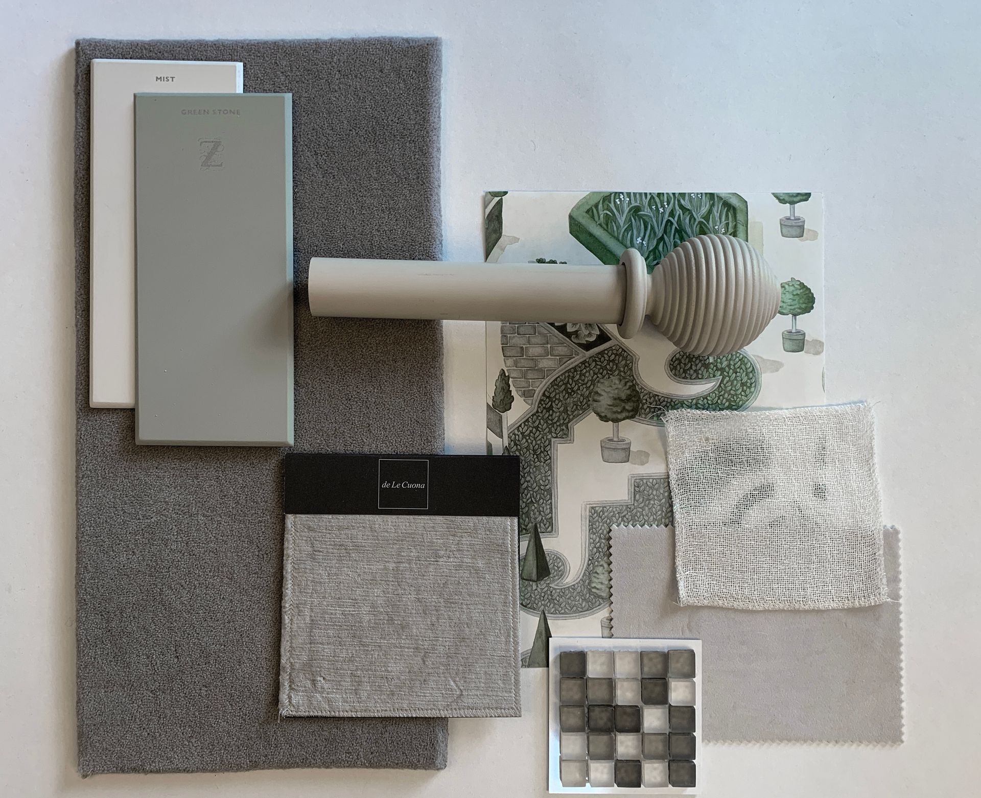 Mood board with green tones