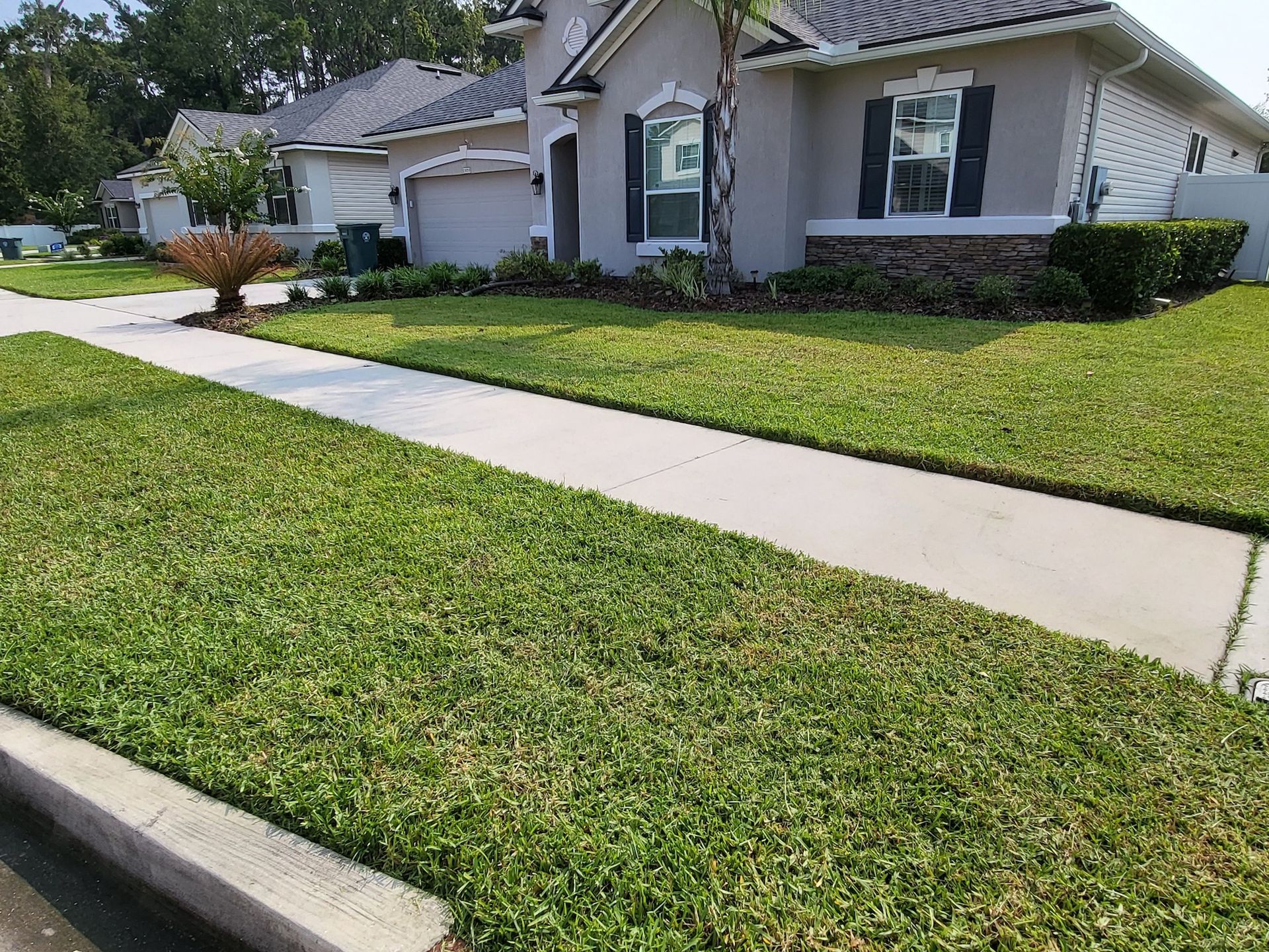 residential front yard lawn mowing service