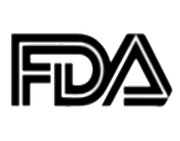 the fda logo is black and white on a white background .