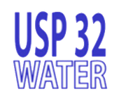 usp 32 water is written in blue on a white background