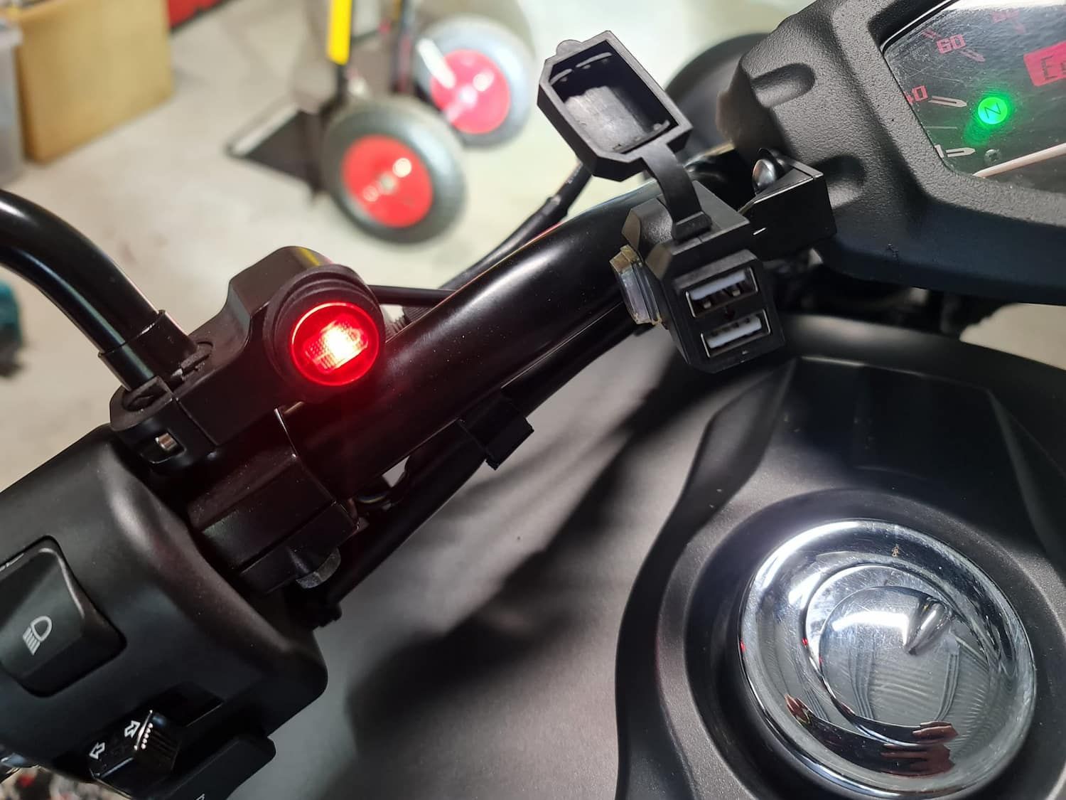 A Motorcycle With A Red Light On The Handlebars — Filip's Automotive in Crestwood, NSW