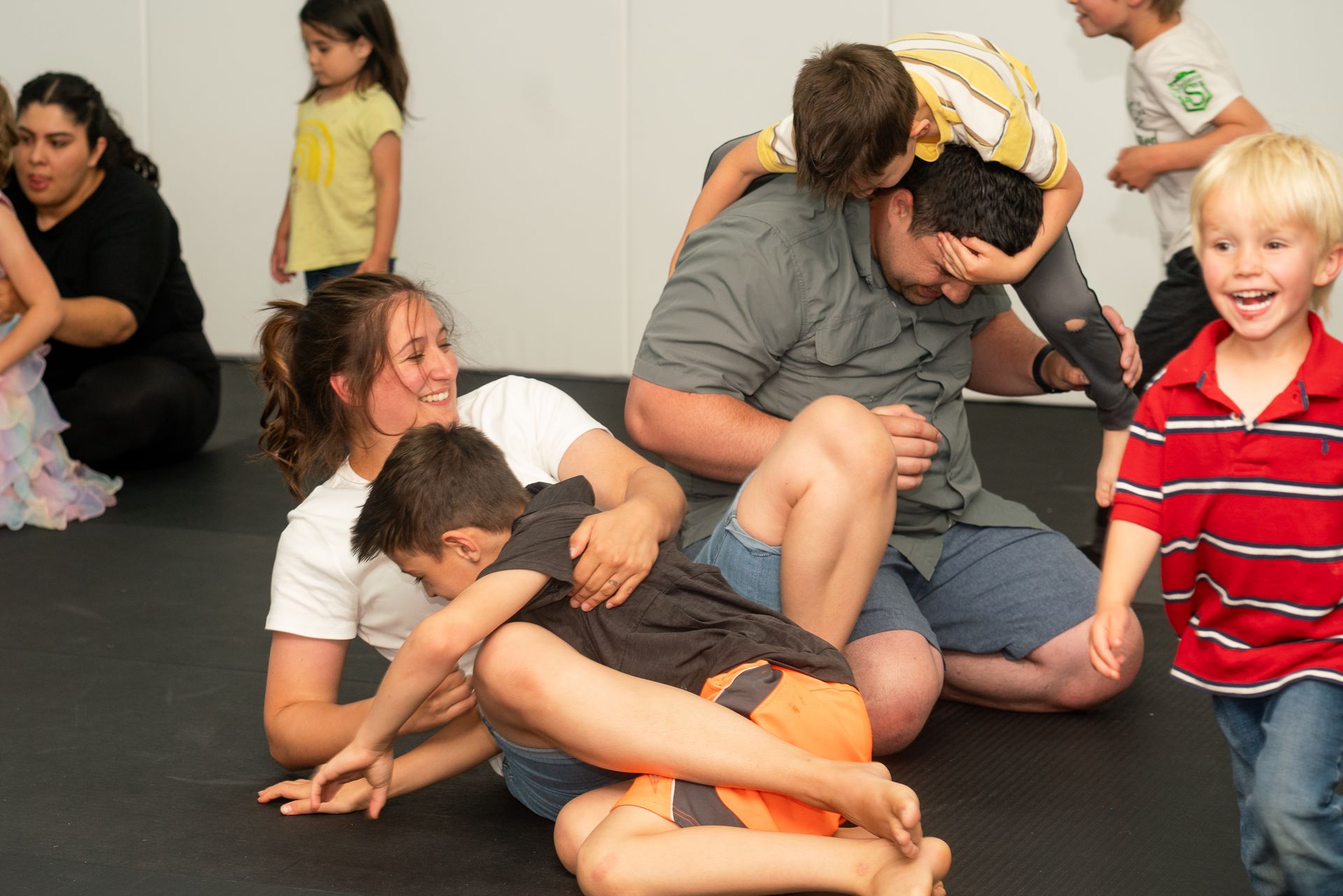 Kids practicing Brazilian Jiu-Jitsu drills at Soma Jiu-Jitsu Academy in Rexburg, ID.