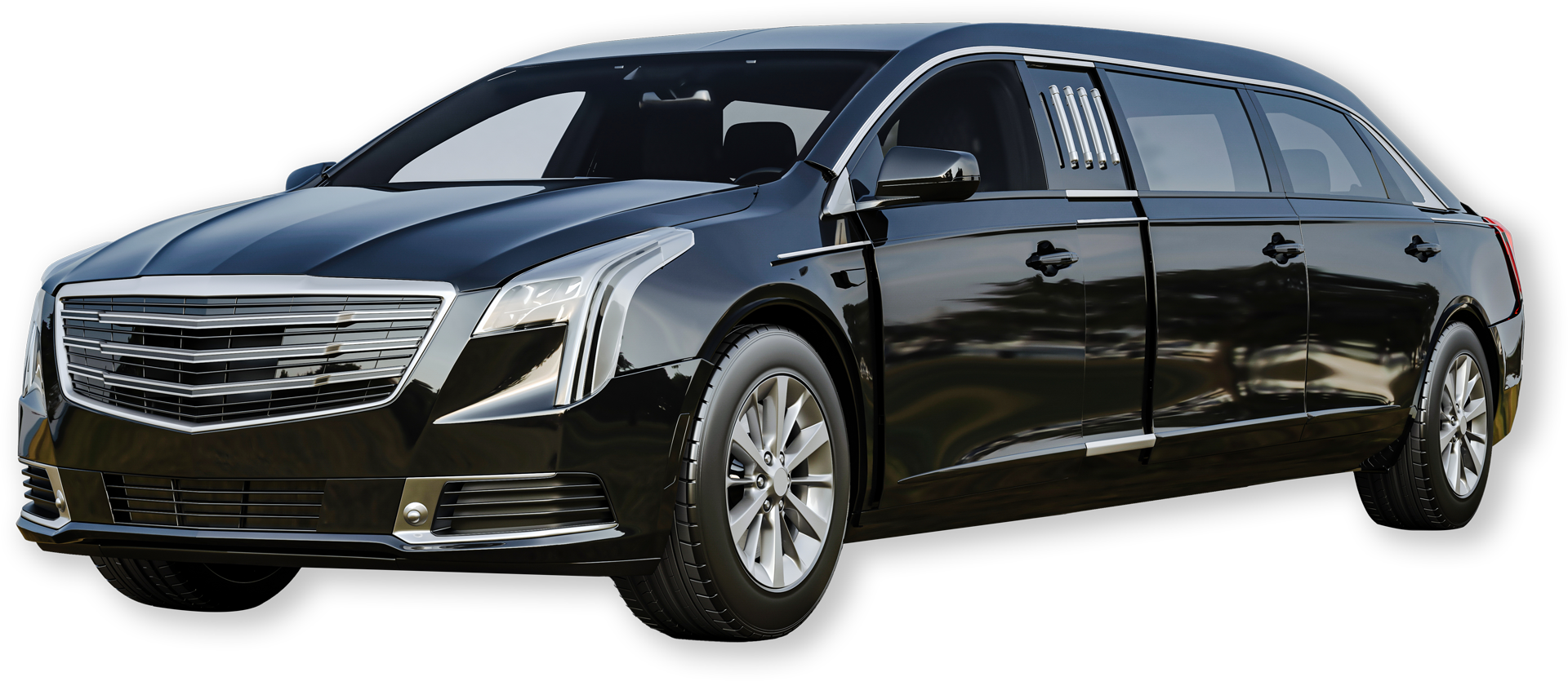 A black car is sitting on a white background