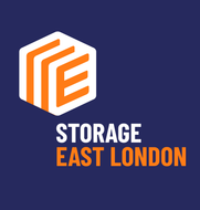 Logo for Storage East London: Orange stylized 