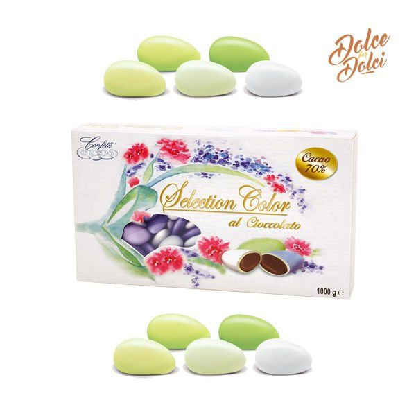 Confezione di confetti Selection Color al cioccolato verdi