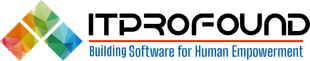 ITPROFOUND logo with a colorful diamond design and tagline: Building Software for Human Empowerment.