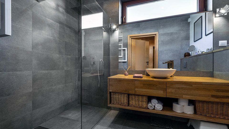 Bathroom With Glass Shower Room — Paterson, NJ — AAA Metal & Glass Inc