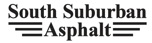 A black and white logo for south suburban asphalt