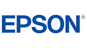 El logotipo de Epson es azul y blanco sobre un fondo blanco.