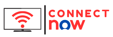 The logo for Connect Now shows a television with a Wi-Fi symbol on it.