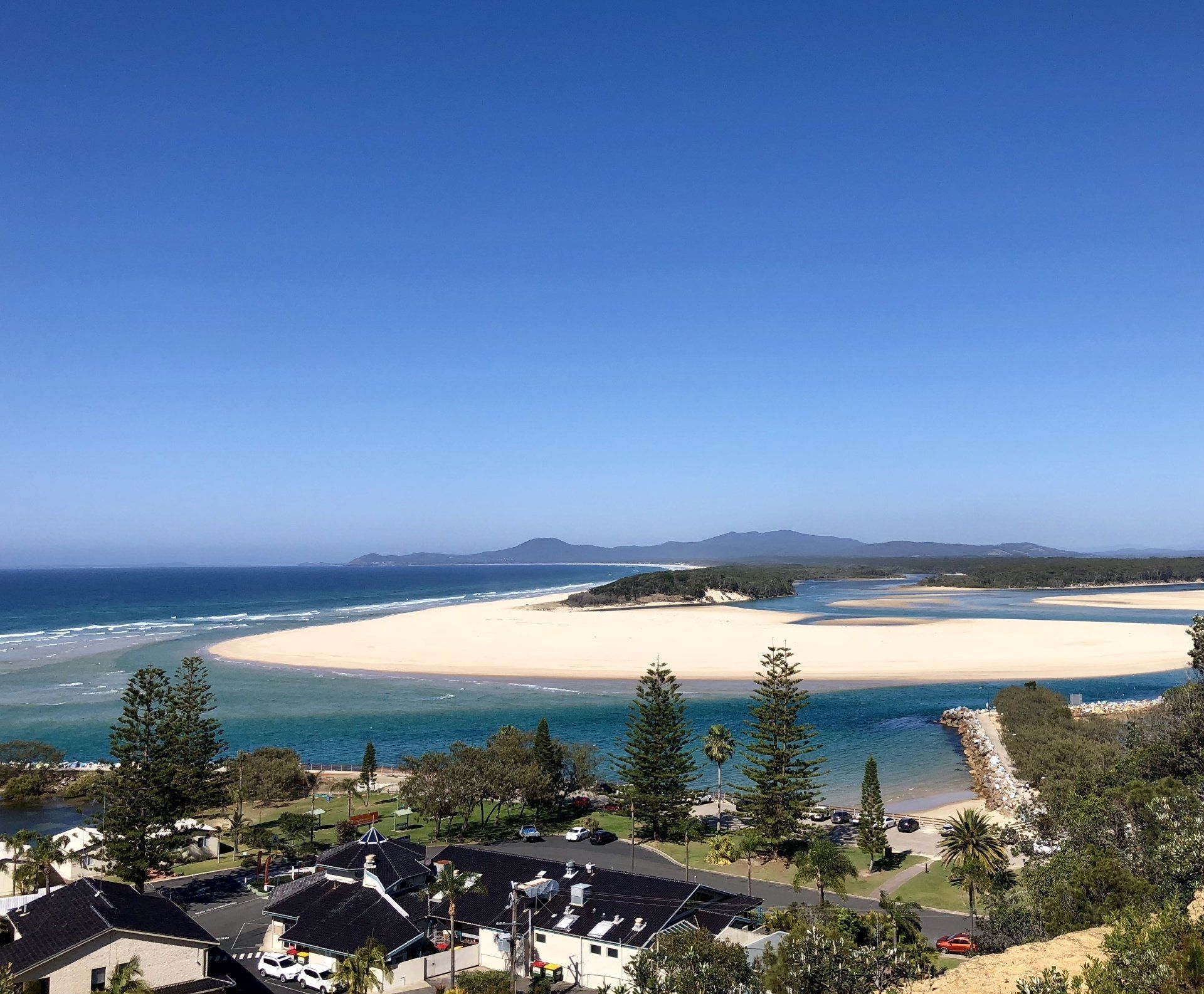 View of Nambucca Heads river mouth from the Rotary Lookout
