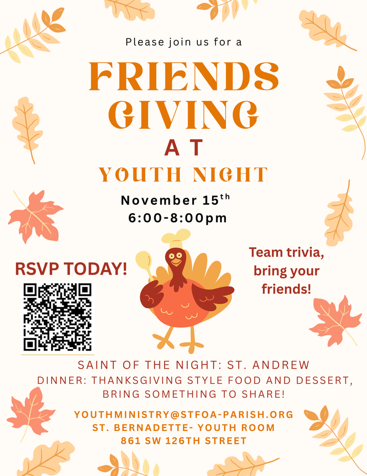 Friends Giving Friends Giving at St. Bernadette Nov. 15