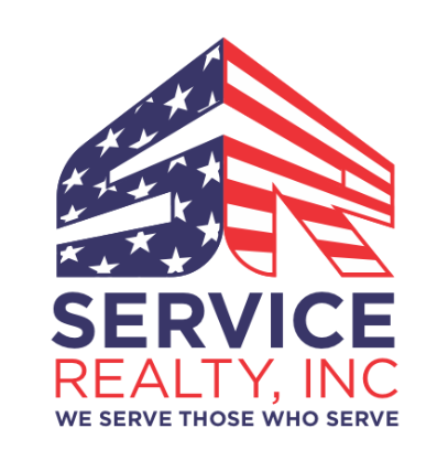 The logo for service realty inc says we serve those who serve