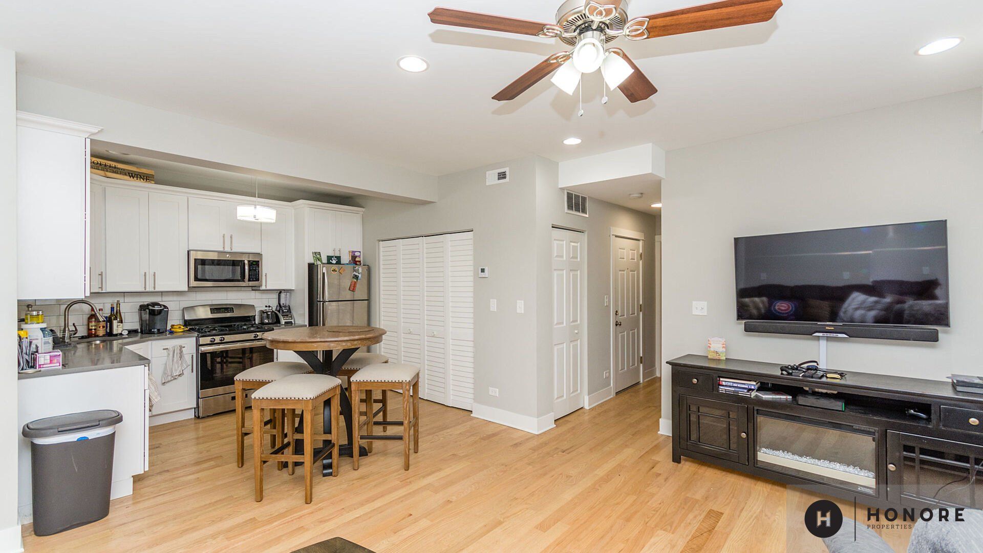 3751-57 N Western Ave Living Room with Ceiling Fan