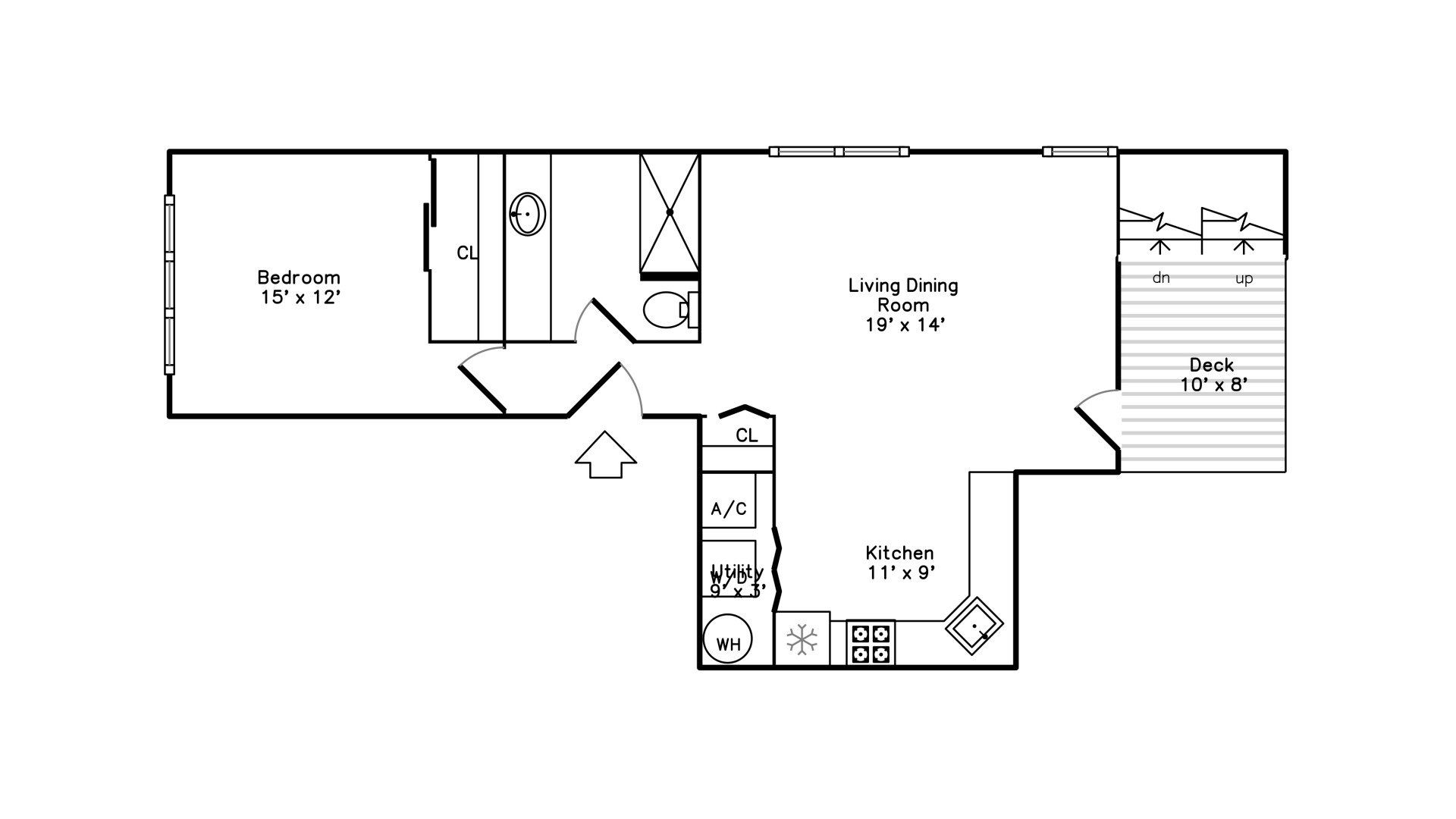 1 Bed, 1 Bath Floor Plan