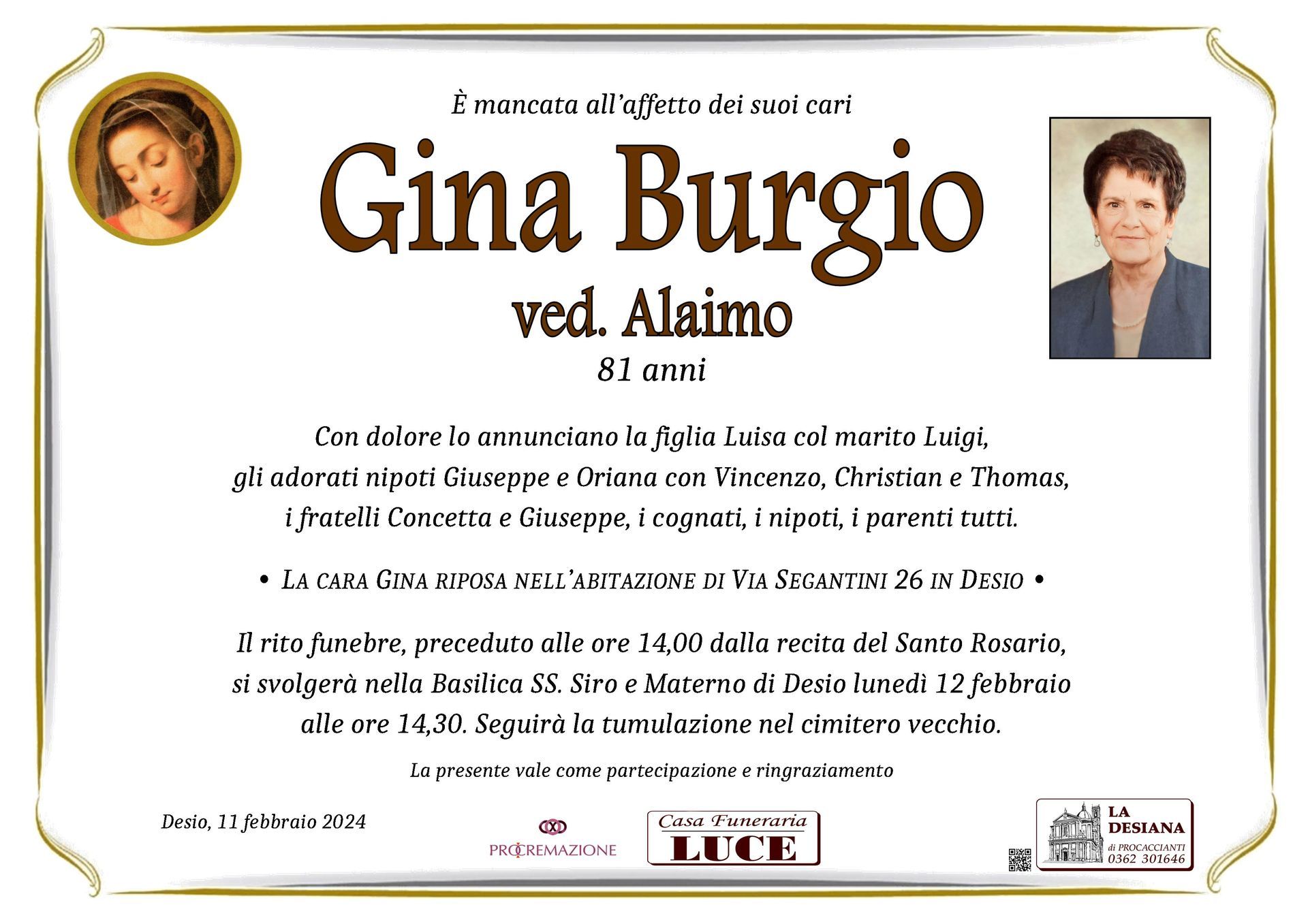 Gina Burgio ved. Alaimo