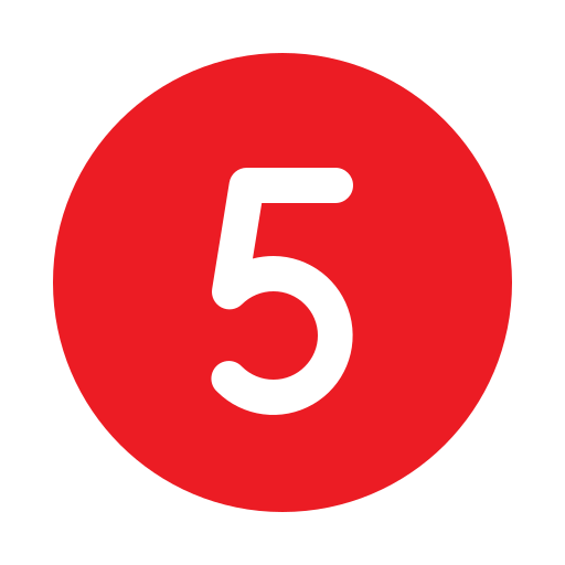 A red circle with the number 5 inside of it