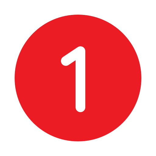 The number one is in a red circle on a white background.