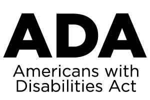 ADA logo with bold black letters above “Americans with Disabilities Act” text on white background