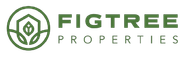 the logo for figtree properties is a green logo with a flower in the middle .
