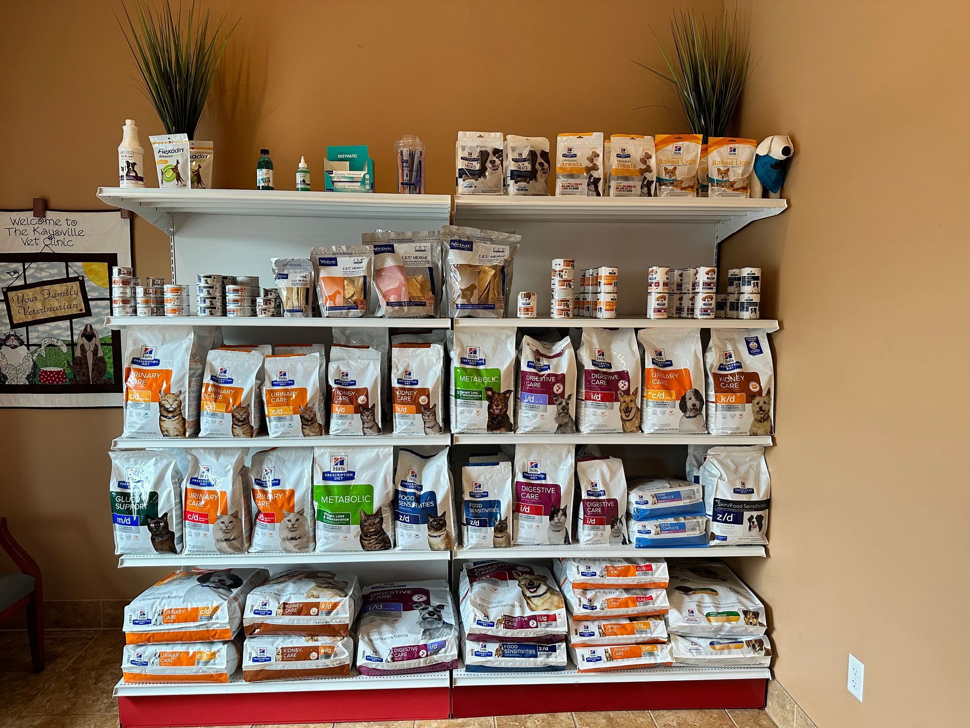 Vet Clinic Pet Food Display.