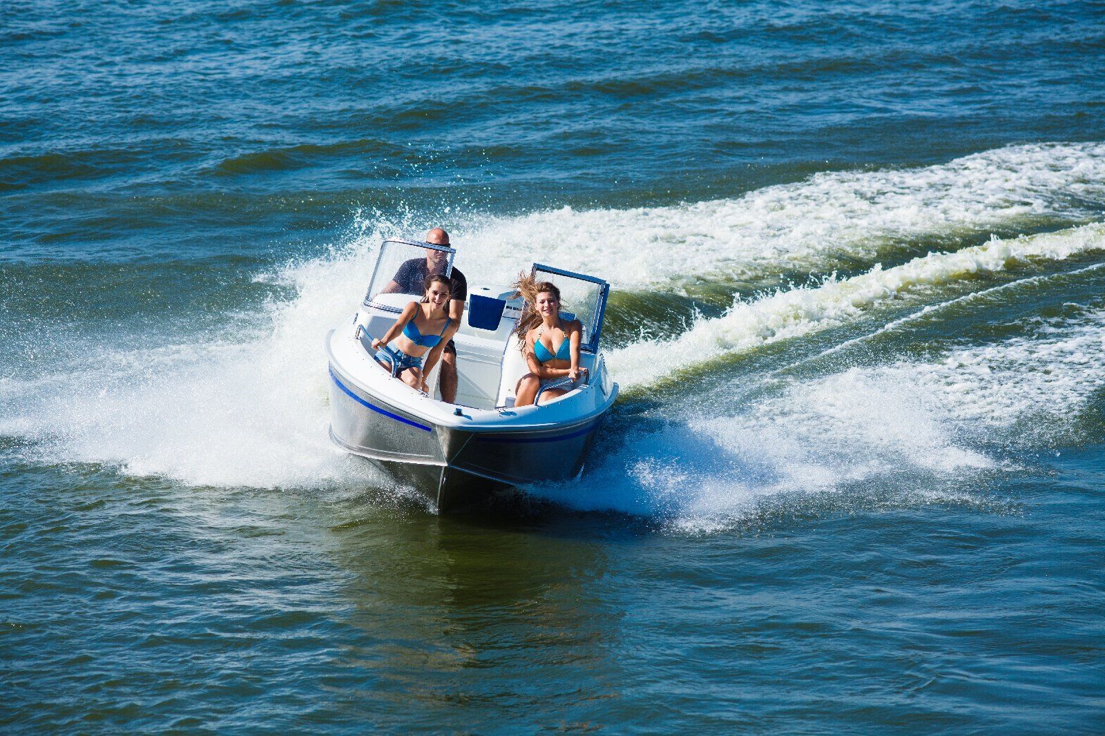 family in boat