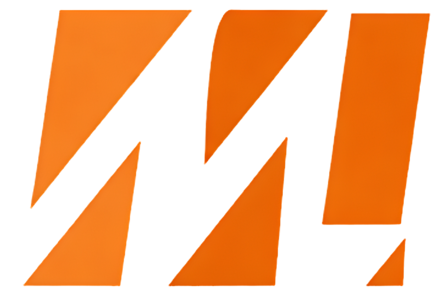 Orange and white abstract logo with three diagonal bars