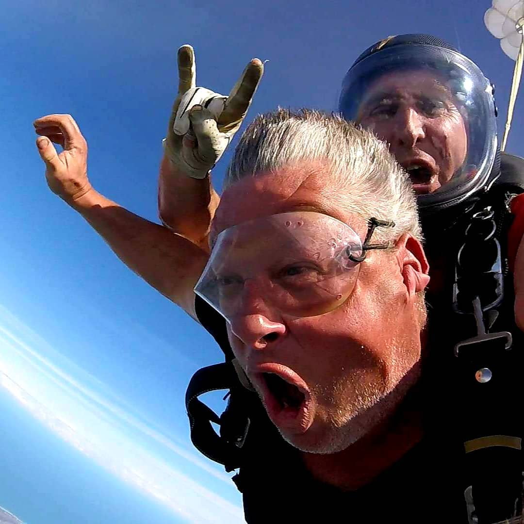 Two men tandem skydiving - Skydiving in NSW DZ Taree