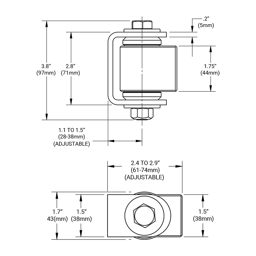 D&D CI3400 Aluminum BadAss Hinges
