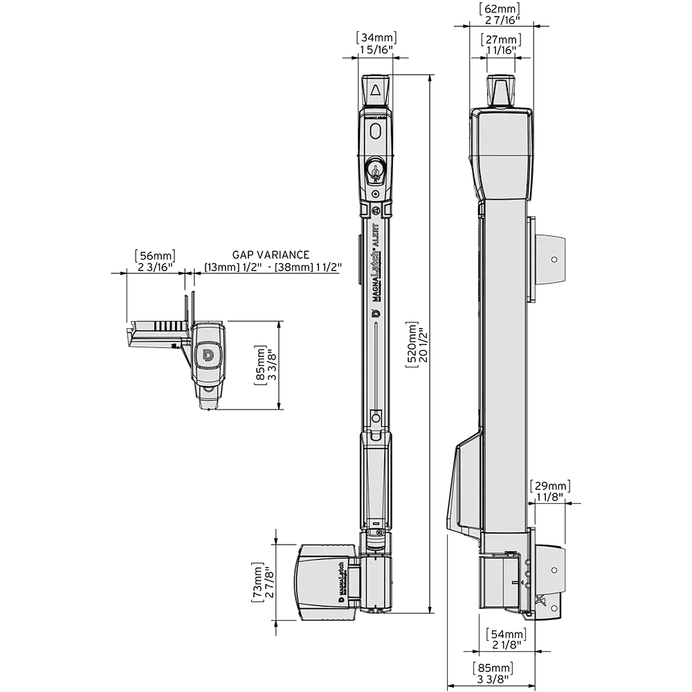 D&D ML3ATPKA - MagnaLatch® Top Pull with Alarm - Keyed Alike
