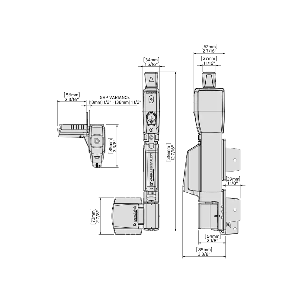 D&D ML3AVPKA - MagnaLatch® ALERT Vertical Pull - Keyed Alike