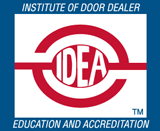 The logo for the institute of door dealer education and accreditation