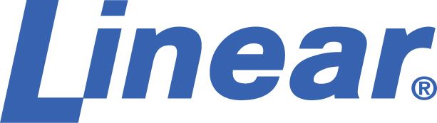 A blue linear logo on a white background