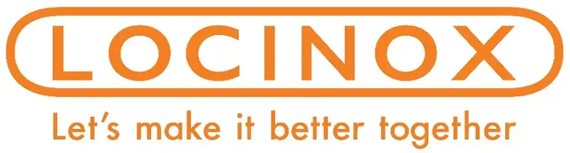 A logo for locinox that says let 's make it better together