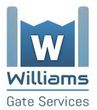 The logo for williams gate services is blue and white.