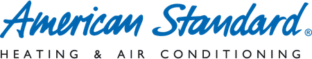 American Standard Heating & Air Conditioning logo in blue cursive font over black text.