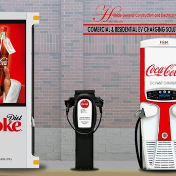 Branded Coca-Cola EV charging stations installed by Hillside General Construction & Electrical in Burbank, California