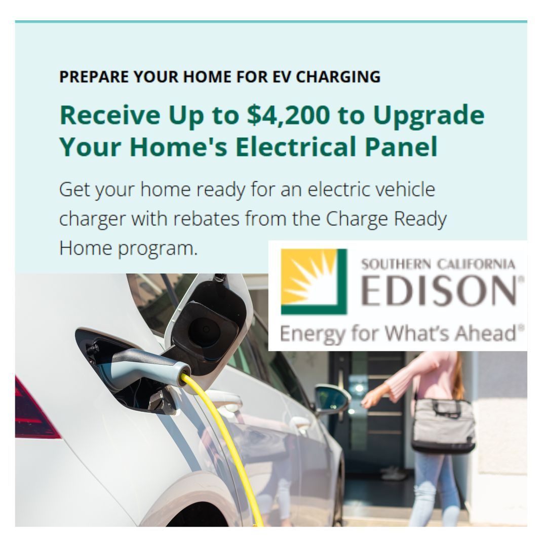 Southern California Edison Rebate Program, Charge Ready Program, Rebates for panel upgrade