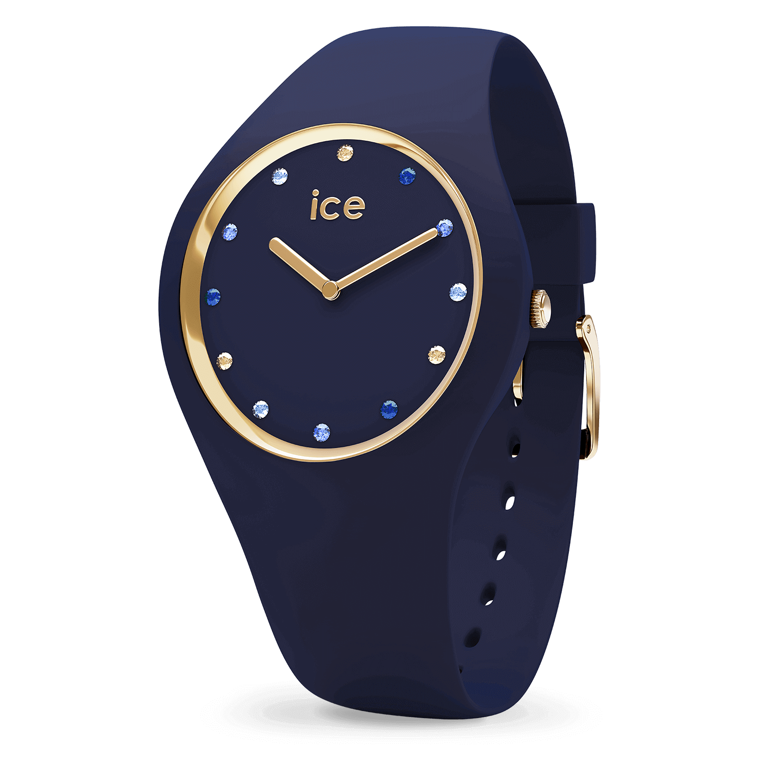 Trois montres Ice-Watch ICE cosmos, nude, bleu pastel et limon-vert. Les cadrans ont des cristaux de couleurs servant d'index