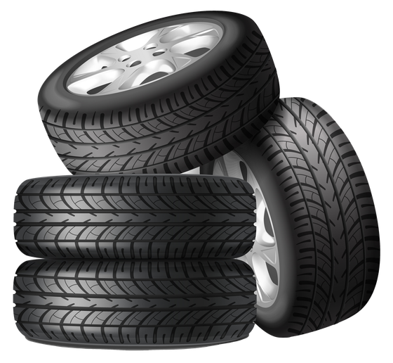 Stack of black car tires, with one tire leaning against the pile and one resting on top.
