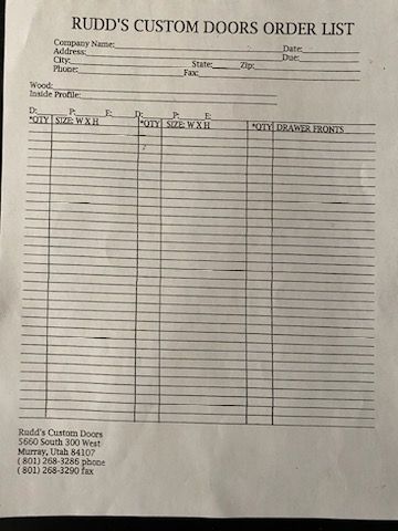 Form — Murray, UT — Rudd’s Custom Doors