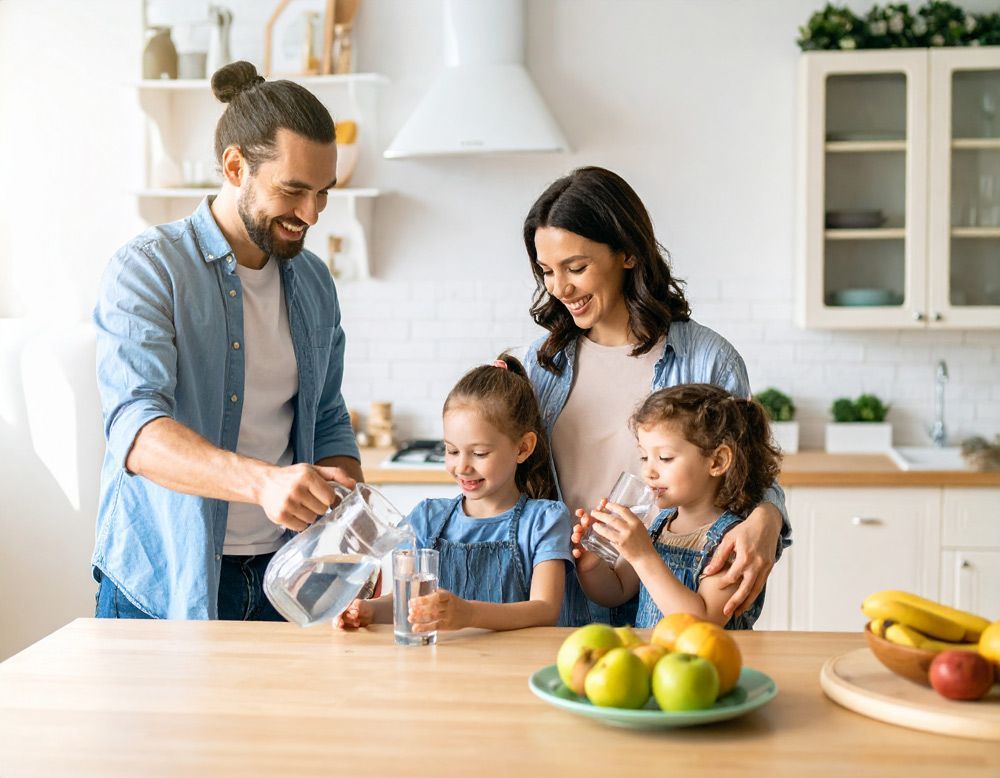 A Family Drinking a Clean Glass of Water in Spokane, WA