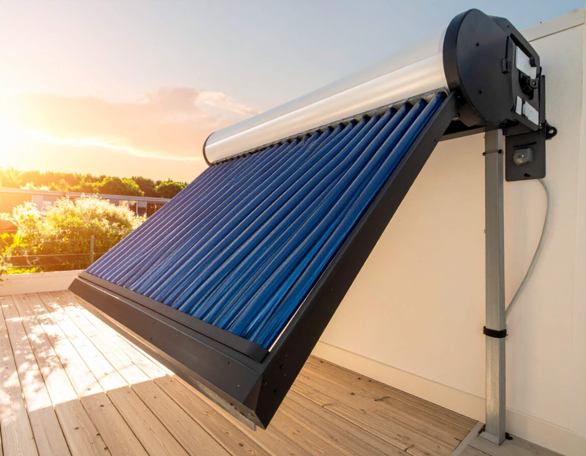 Solar Water Heater in a roof deck of a house.