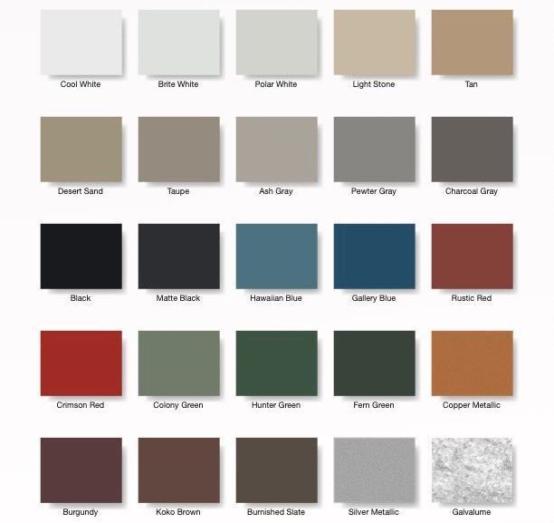 A palette of different shades of paint on a white background.