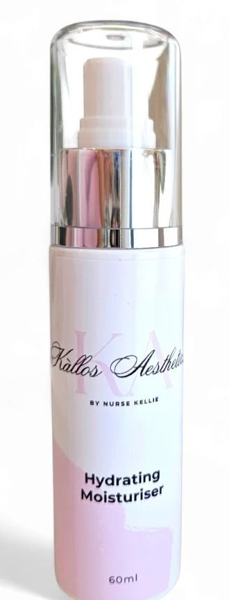 A Bottle of Hydrating Moisturizer is Sitting on a White Surface — Kàllos Aesthetics by Nurse Kellie In Urangan, QLD