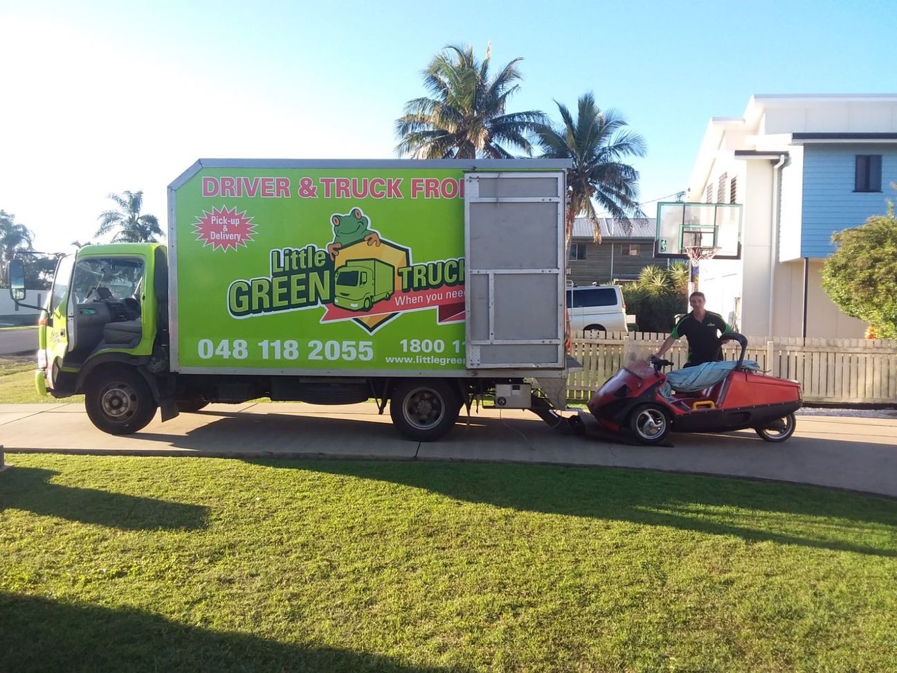 Man on Riding Lawnmower With a Truck  — Little Green Truck Bundaberg In Bundaberg, QLD