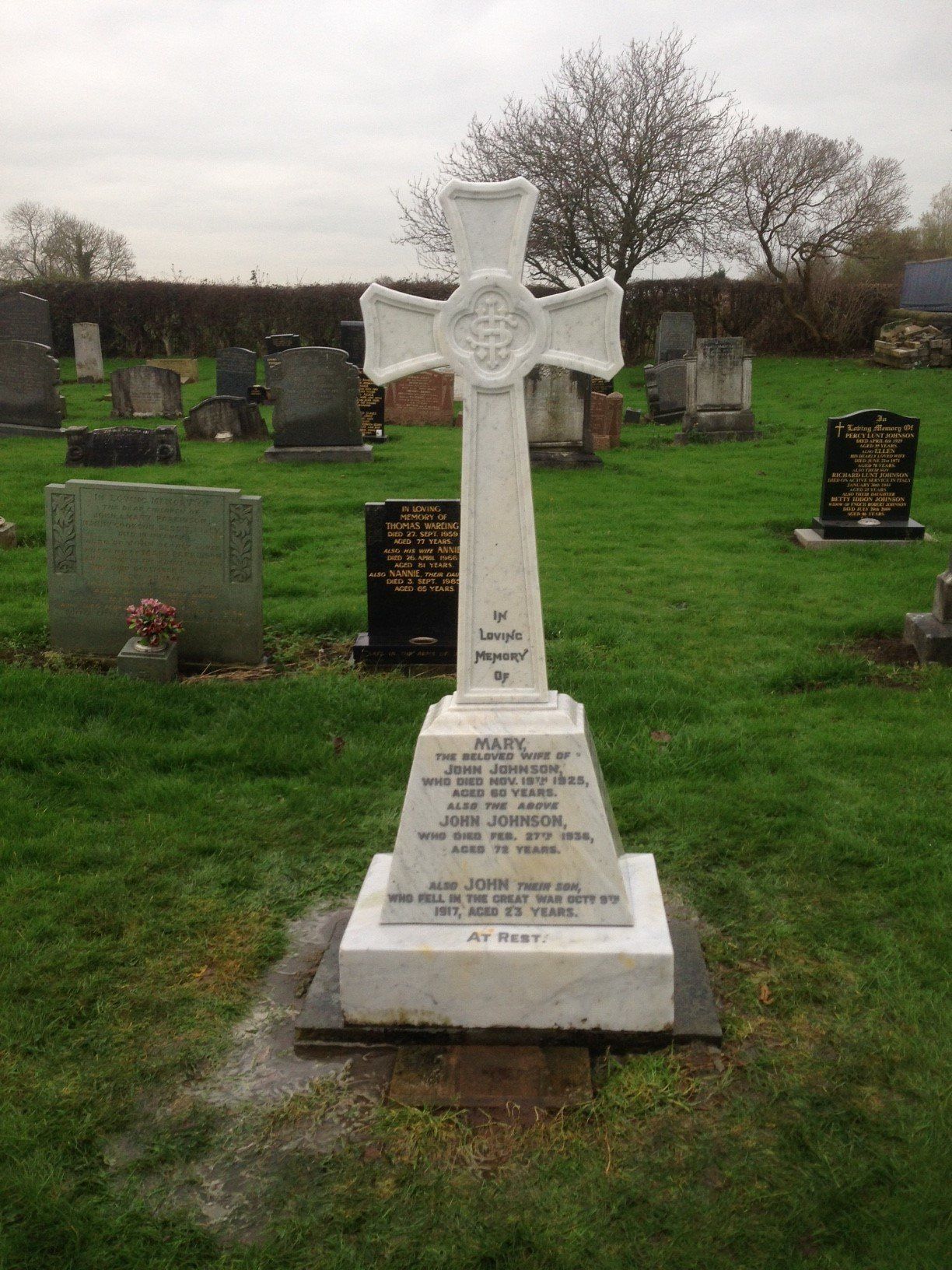 Renovated cross headstone